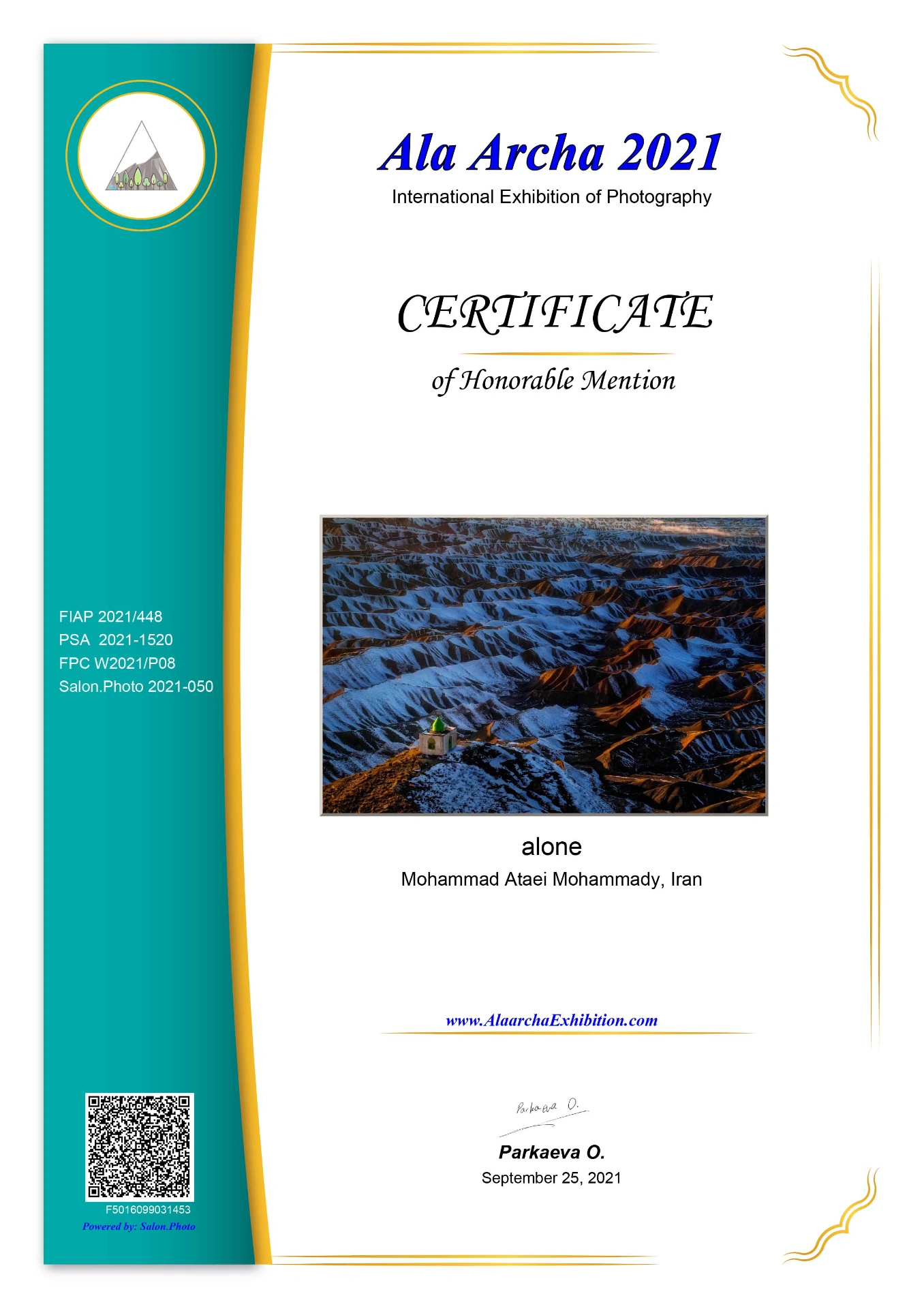 Certificate of Excellence
