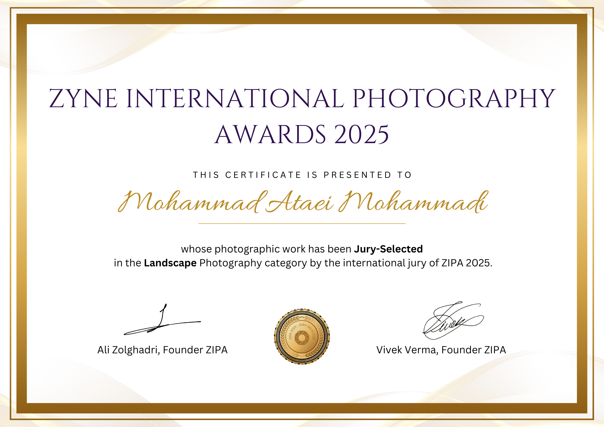 Certificate of Excellence