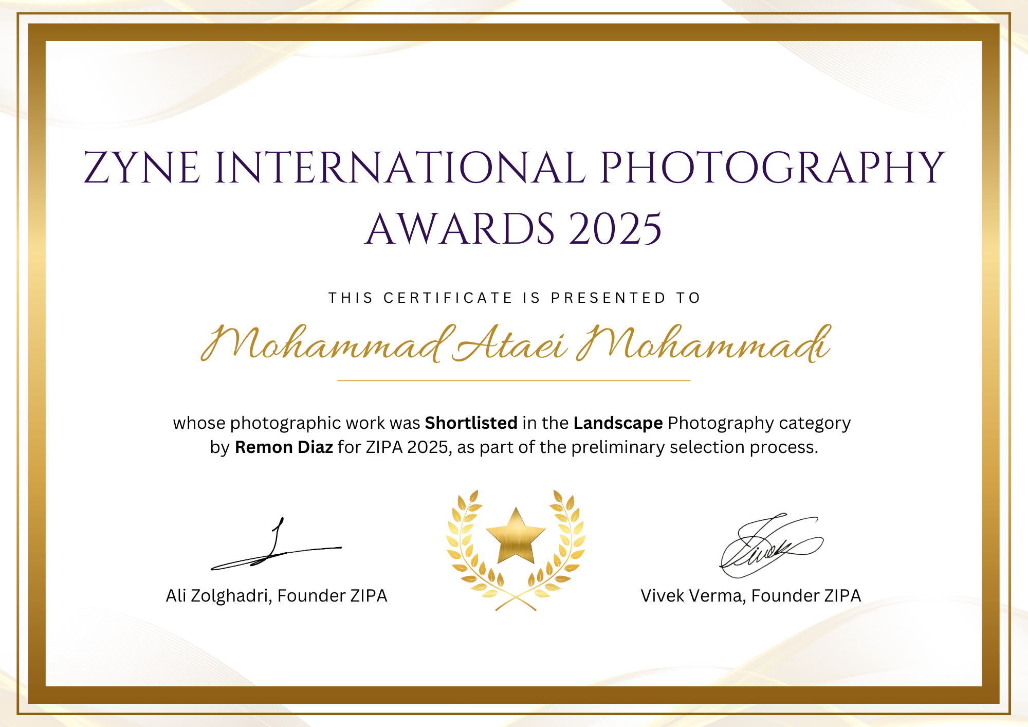 Certificate of Excellence